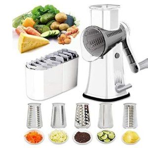 Rotary Grater Shredder 5-in-1 Tumbling Box Mandoline Vegetable Julienne S